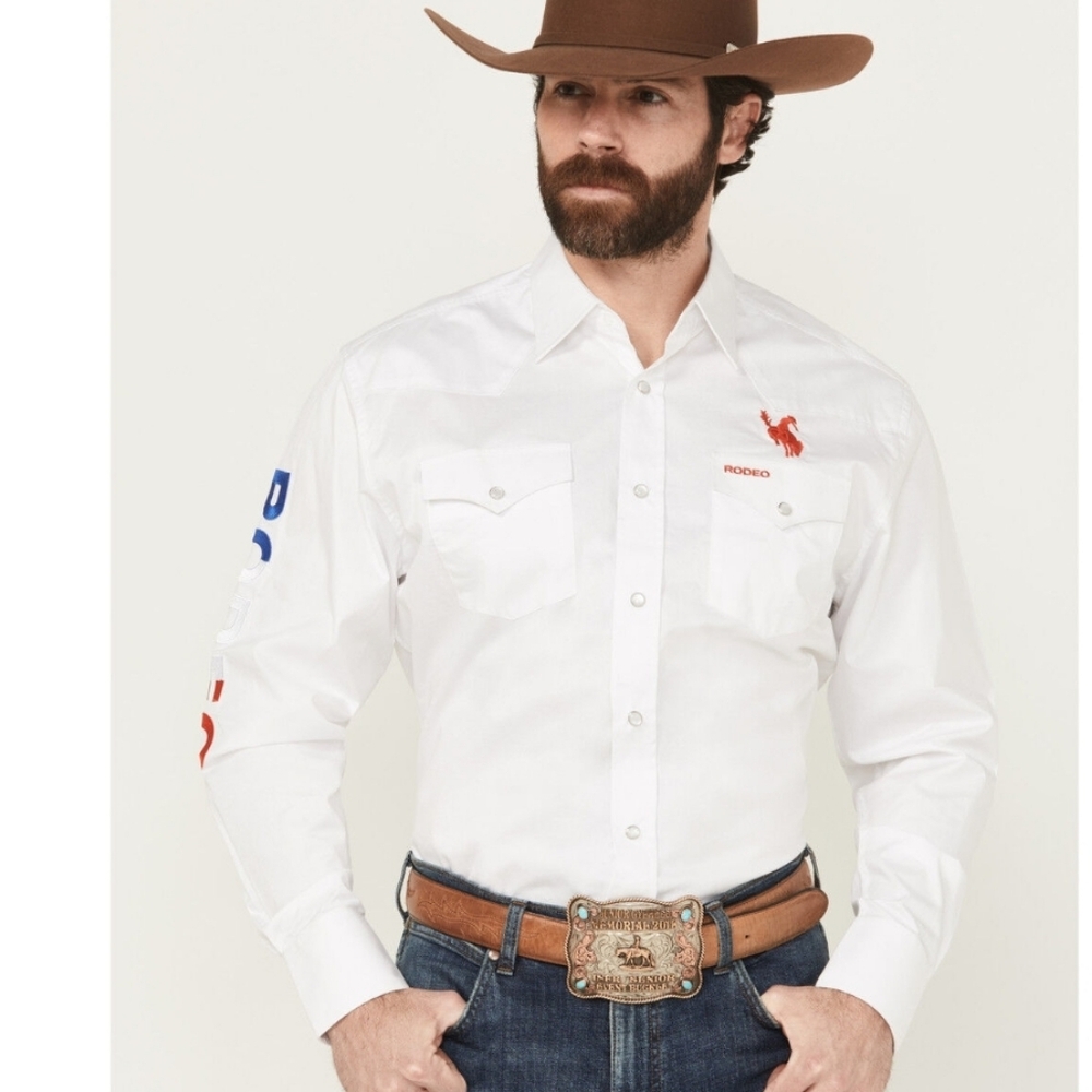Rodeo Clothing America Solid Long Sleeve Pearl Snap Shirt Size S